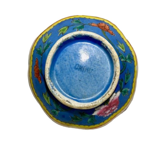 Blue Ground Famille Rose Porcelain Bowl