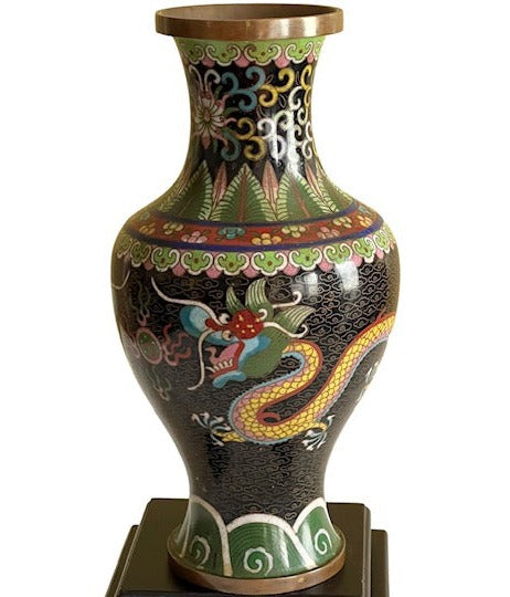 19th C Chinese Cloisonne Dragon Vase