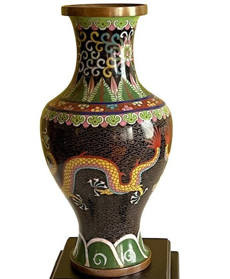 19th C Chinese Cloisonne Dragon Vase