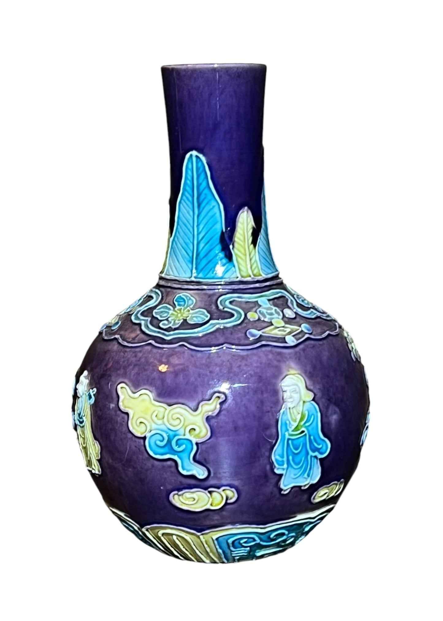 20th C Chinese Vase Aubergine Fahua Vase