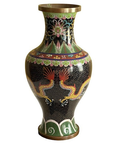 19th C Chinese Cloisonne Dragon Vase