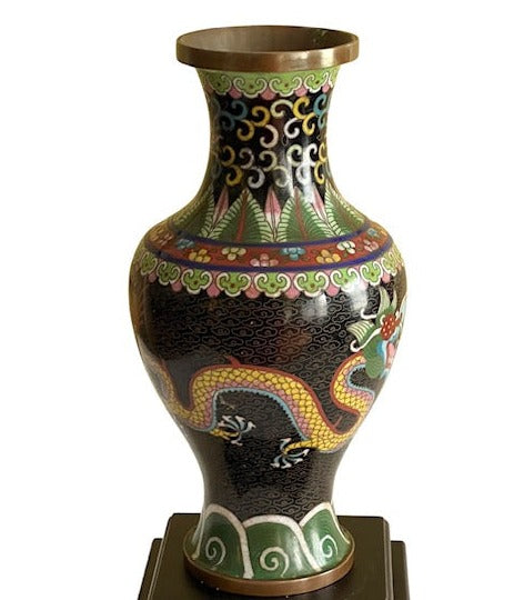 19th C Chinese Cloisonne Dragon Vase