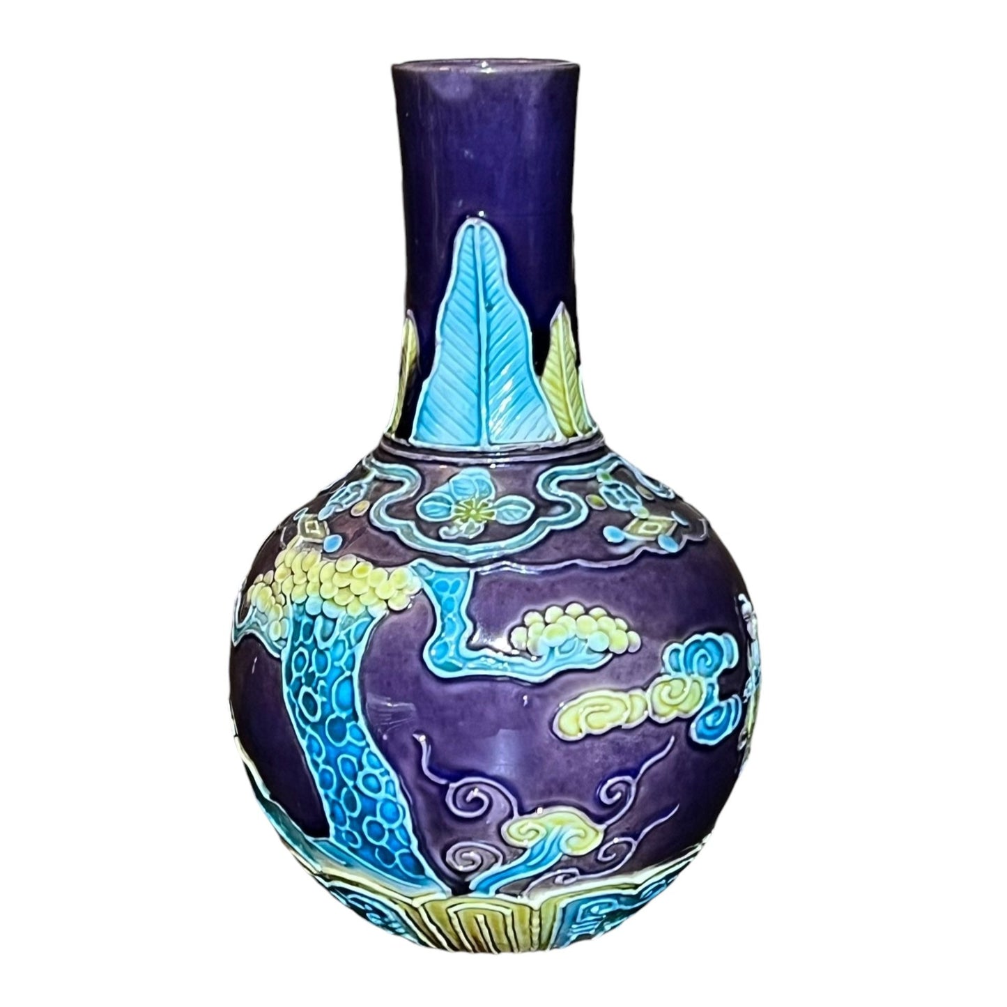 20th C Chinese Vase Aubergine Fahua Vase