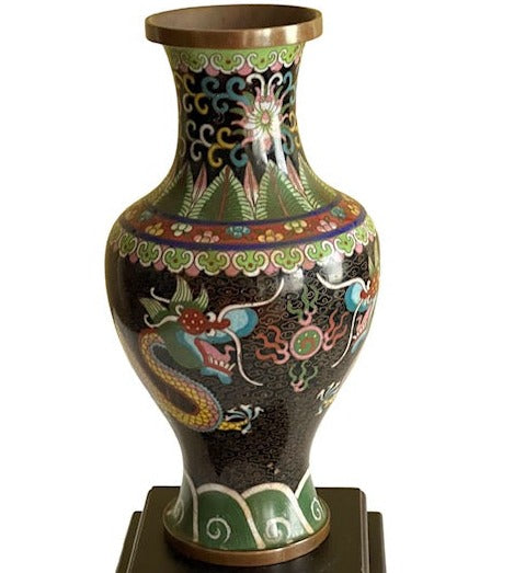 19th C Chinese Cloisonne Dragon Vase