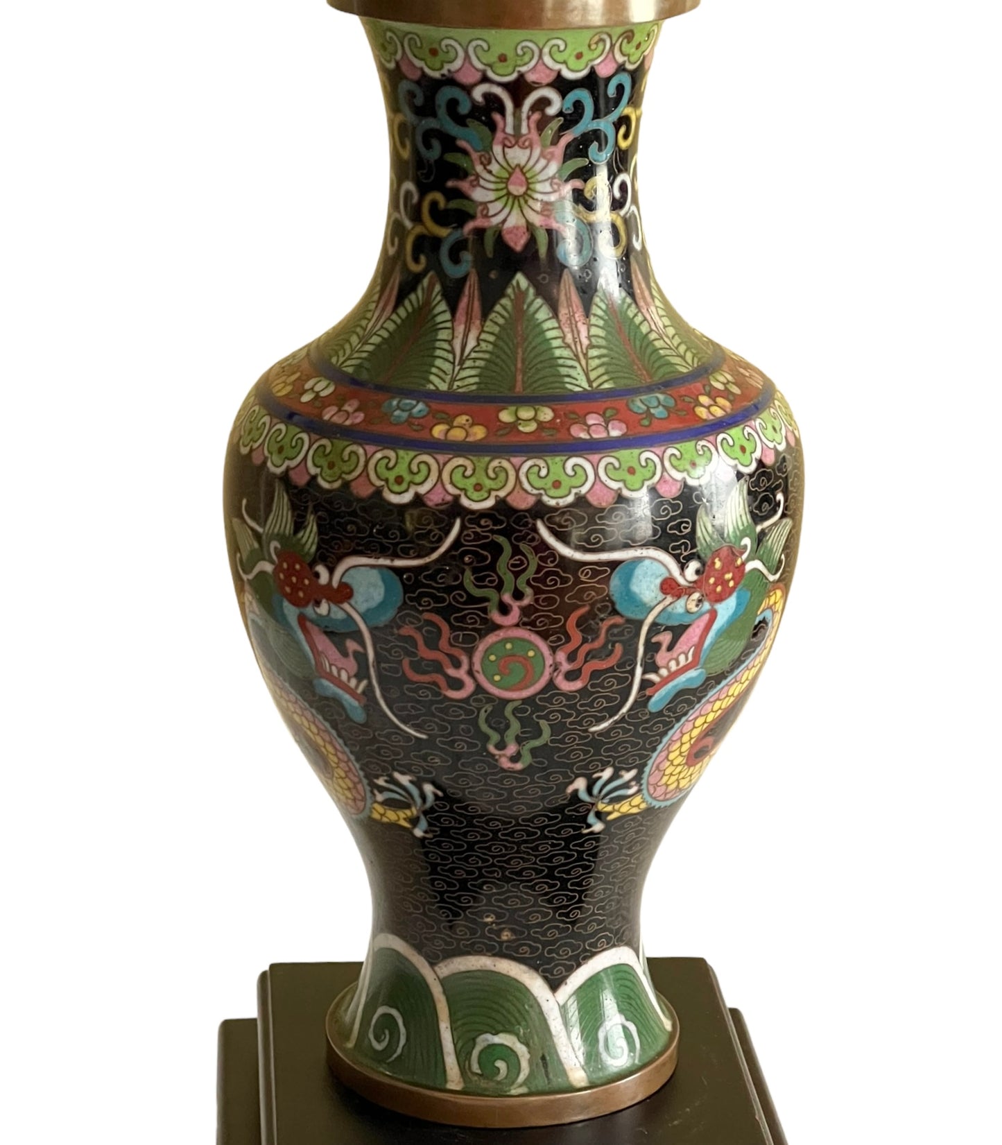 19th C Chinese Cloisonne Dragon Vase