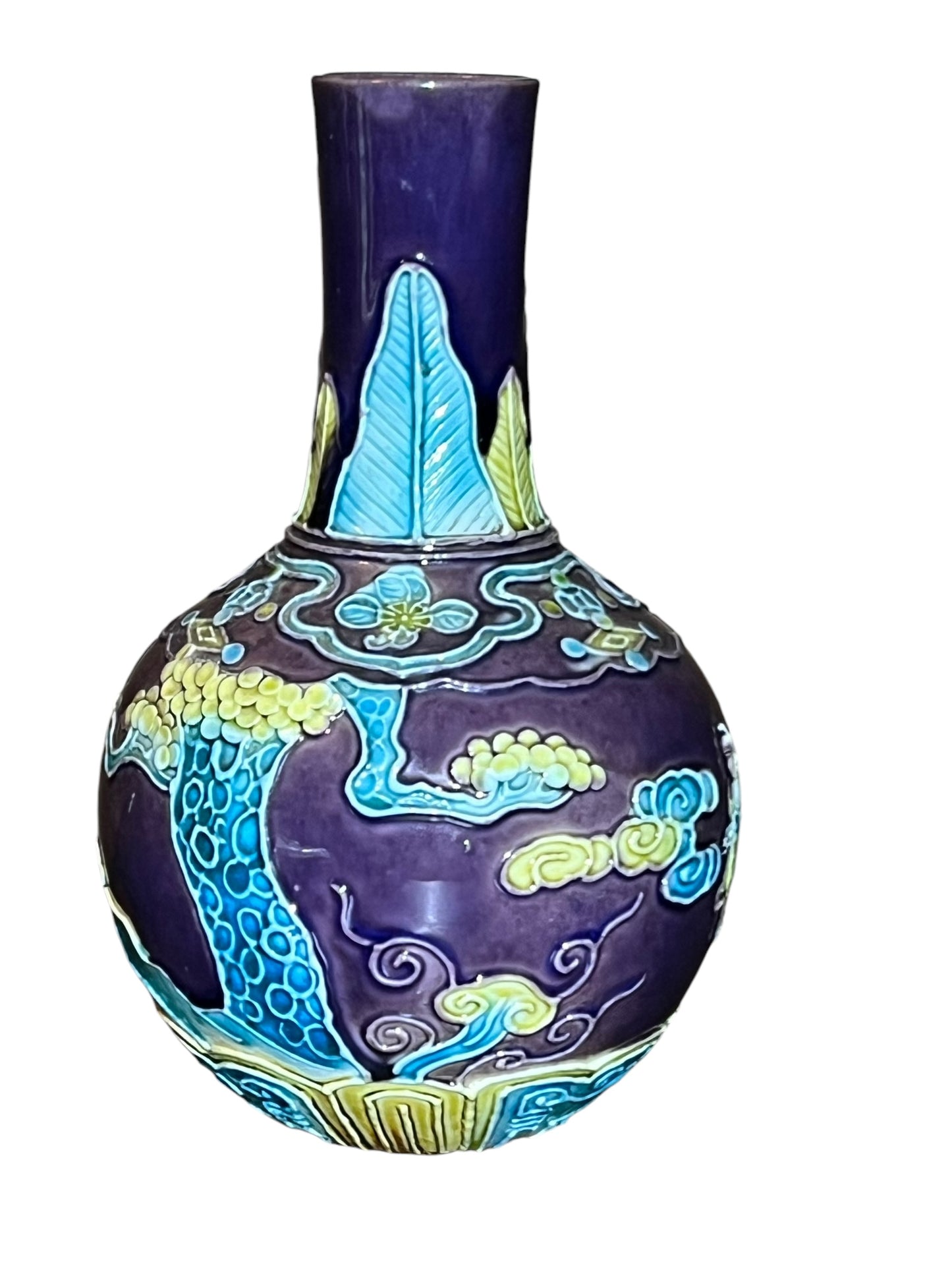 20th C Chinese Vase Aubergine Fahua Vase