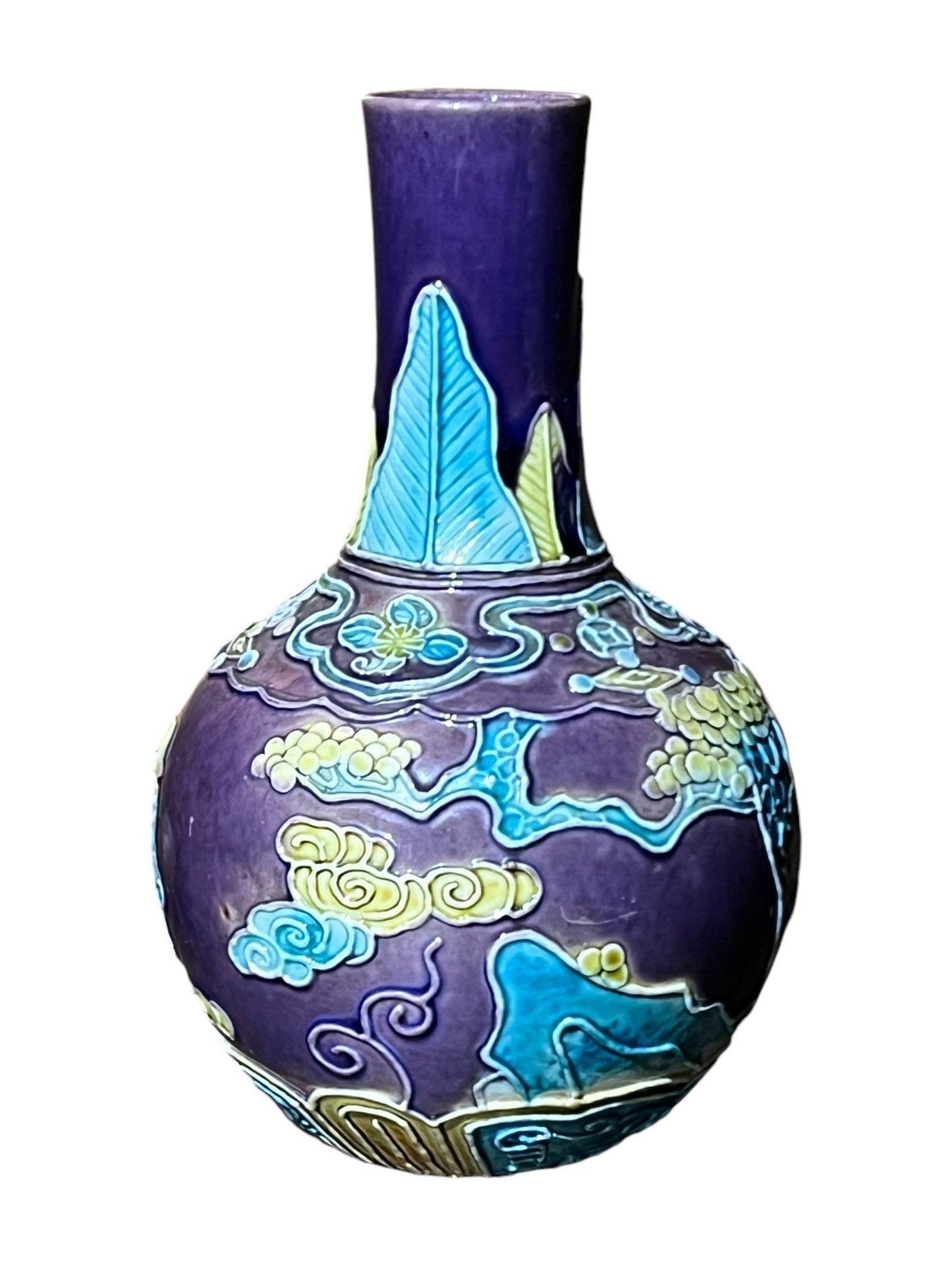 20th C Chinese Vase Aubergine Fahua Vase