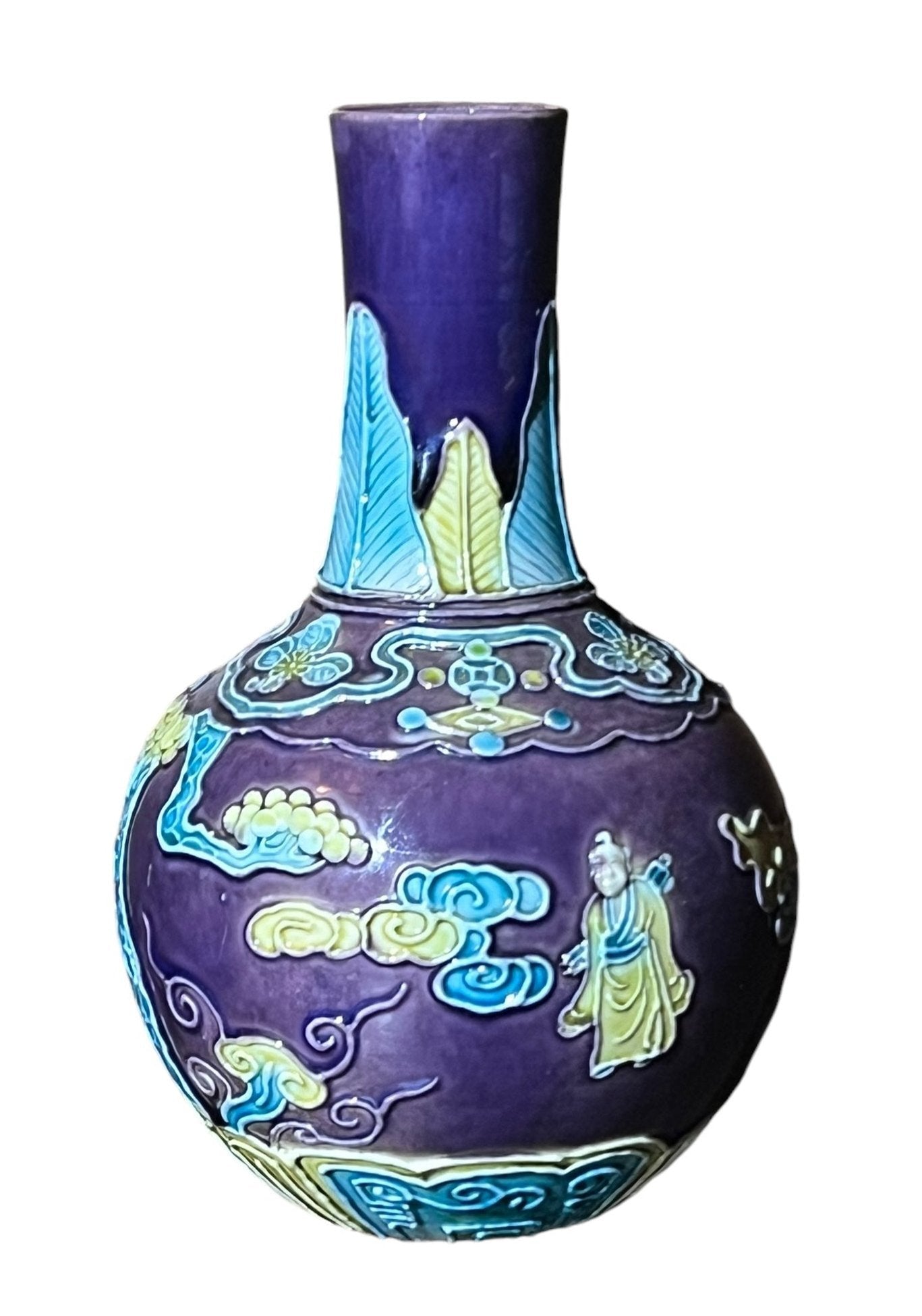 20th C Chinese Vase Aubergine Fahua Vase