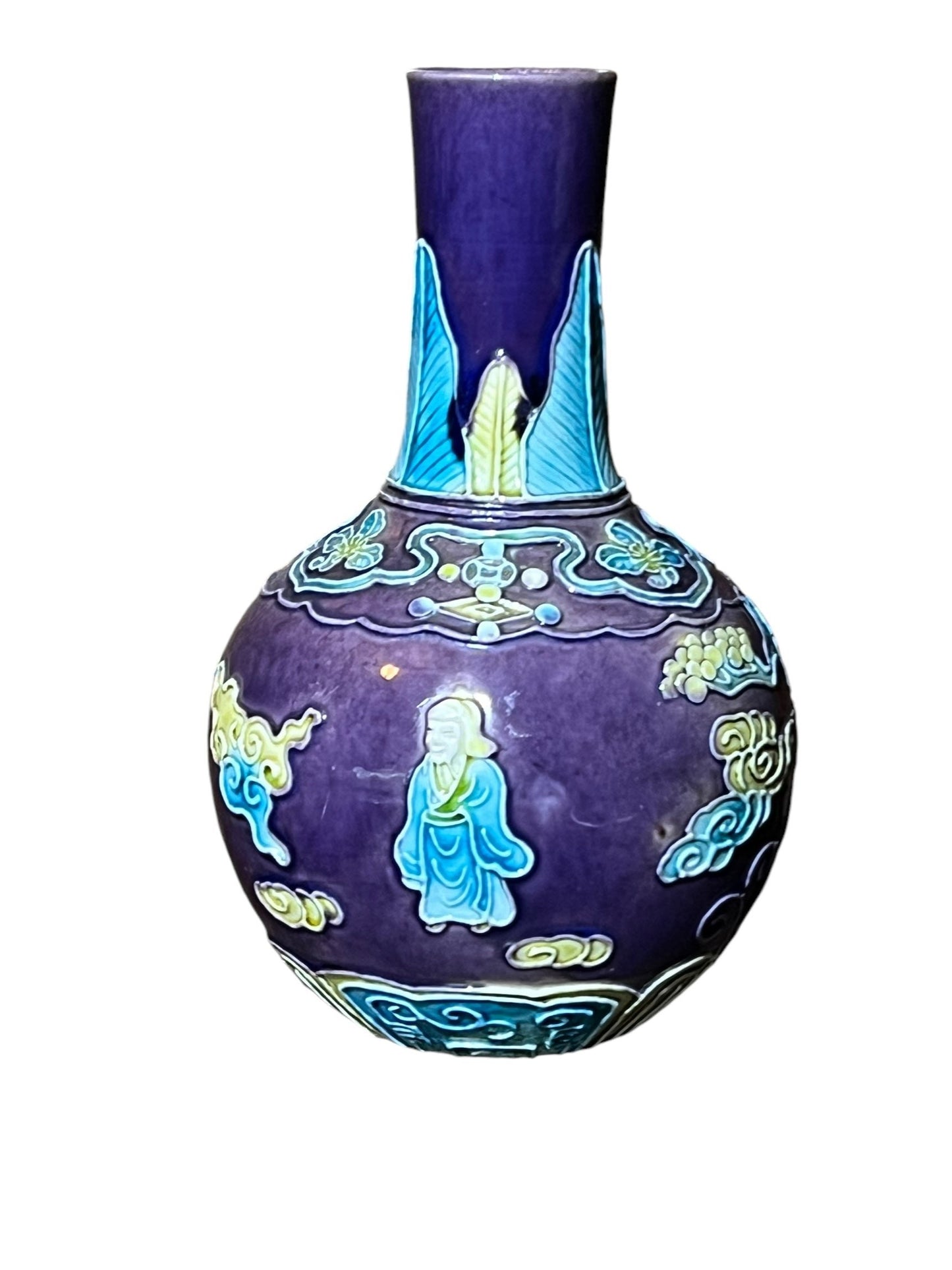 20th C Chinese Vase Aubergine Fahua Vase