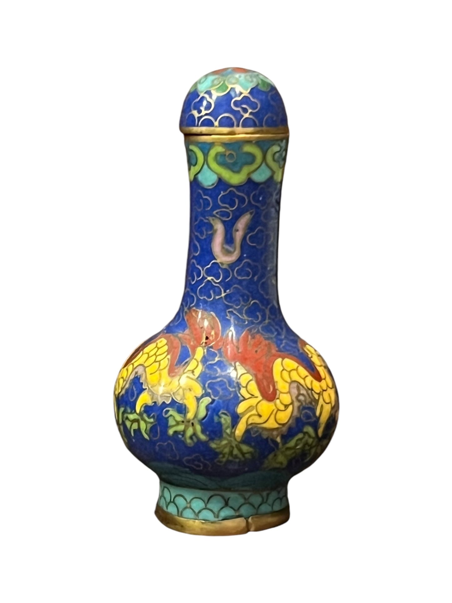 20th C Iron Dragon Decorated Snuff Bottle