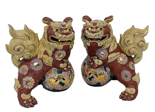 Meiji Period Kutani Foo Dogs